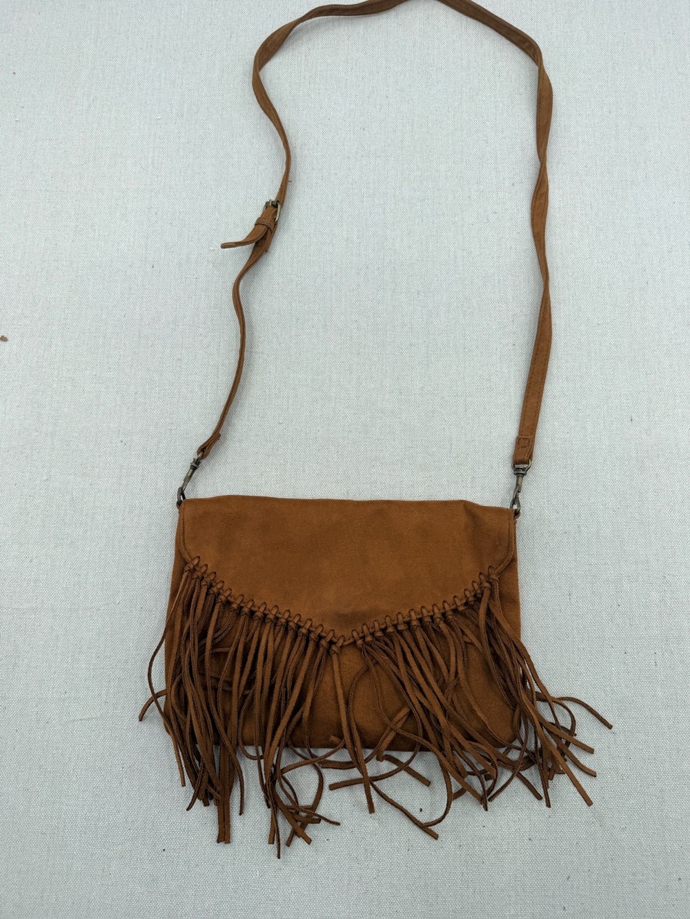 Express Brown Fringe Crossbody Bag